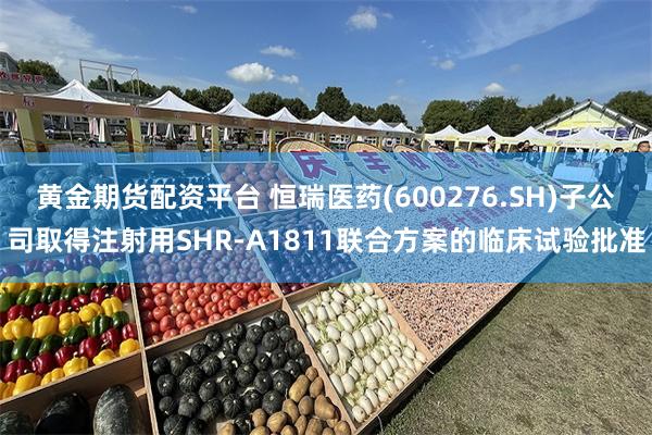 黄金期货配资平台 恒瑞医药(600276.SH)子公司取得注射用SHR-A1811联合方案的临床试验批准