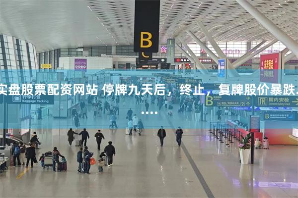 实盘股票配资网站 停牌九天后，终止，复牌股价暴跌......