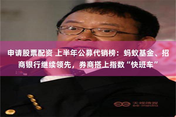 申请股票配资 上半年公募代销榜：蚂蚁基金、招商银行继续领先，券商搭上指数“快班车”